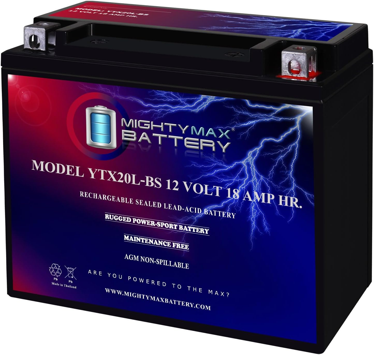 Mighty Max Battery YTX14-BS - 12 Volt 12 AH, 200 CCA, Rechargeable Maintenance Free SLA AGM Motorcycle Battery