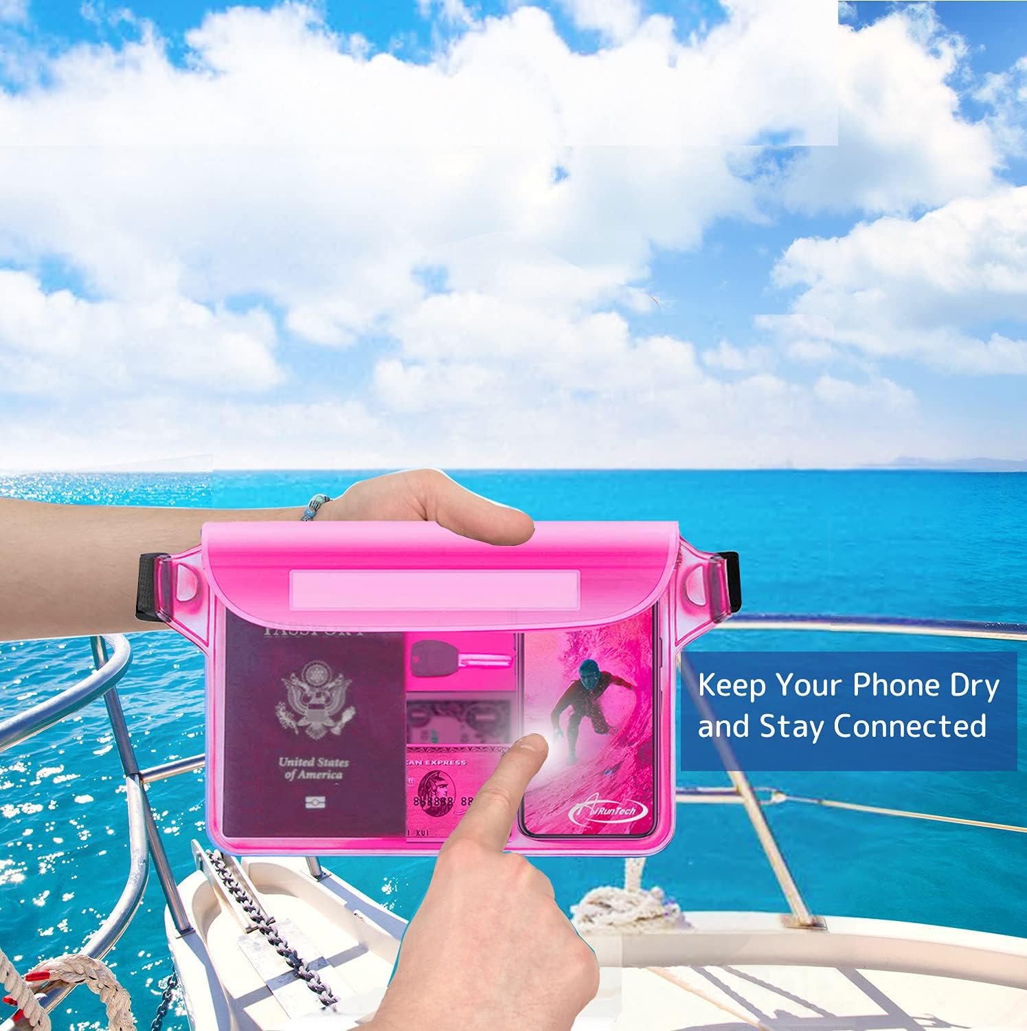 AiRunTech Waterproof Fanny Pack,Phone Pouch Dry Bag for Passport Wallet Purse,Floating Waterproof Bags for Travel Beach Swimming Kayaking Boating Cruise Accessories