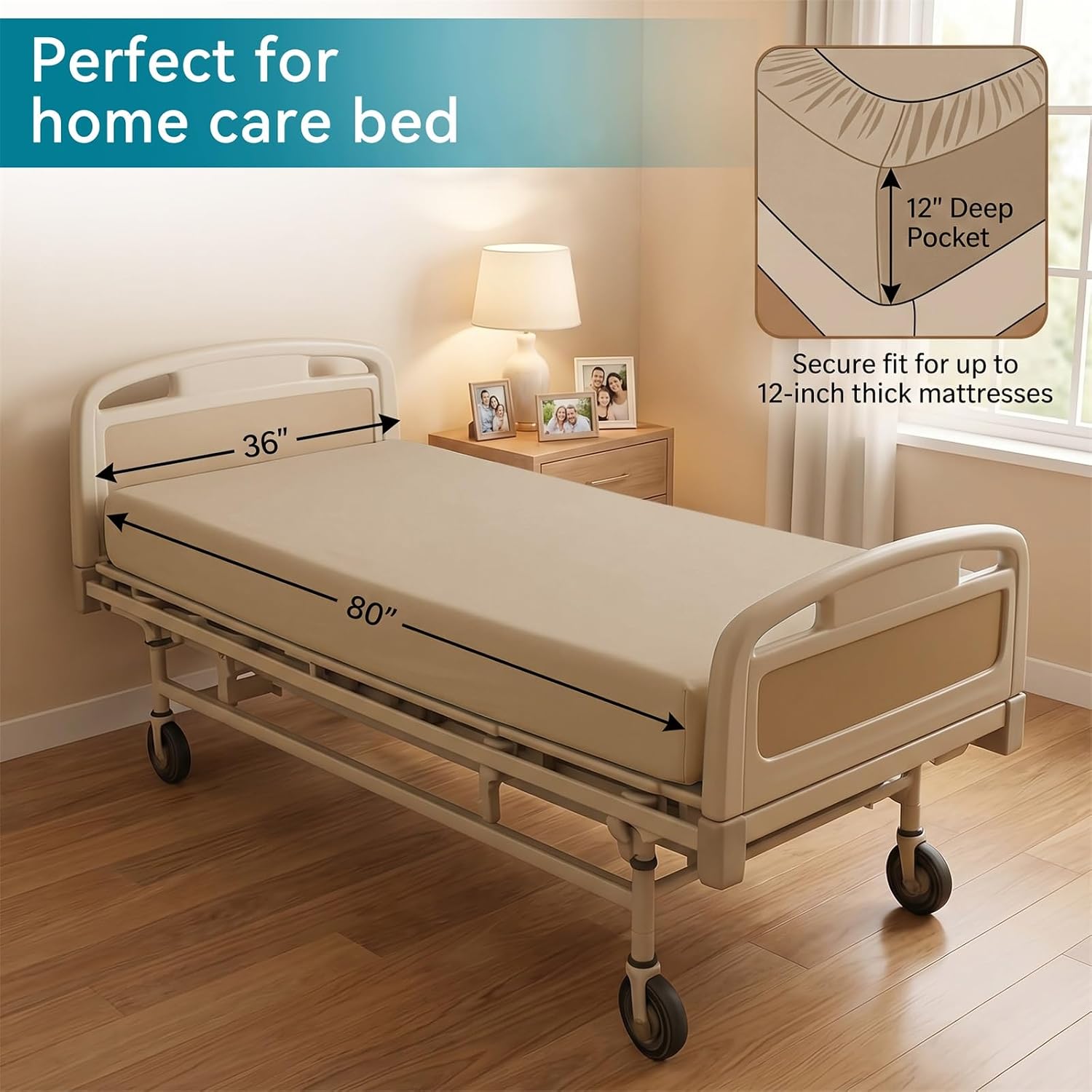 VACVELT 4 Pack Hospital Bed Fitted Sheet, 36x80 12-Inch Pocket, Pink | Premium Microfiber Fabric, 360-Degree Elastic, Skin-Friendly, Wrinkle Resistant, Machine Washable, For Home Hospital Beds
