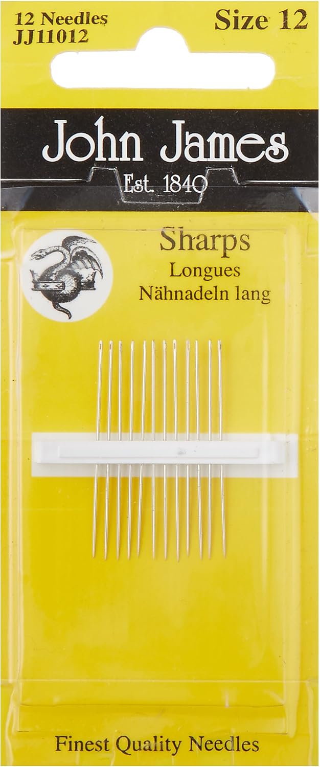 John James JJN11012 12 Piece Needle Sharps, Size 12