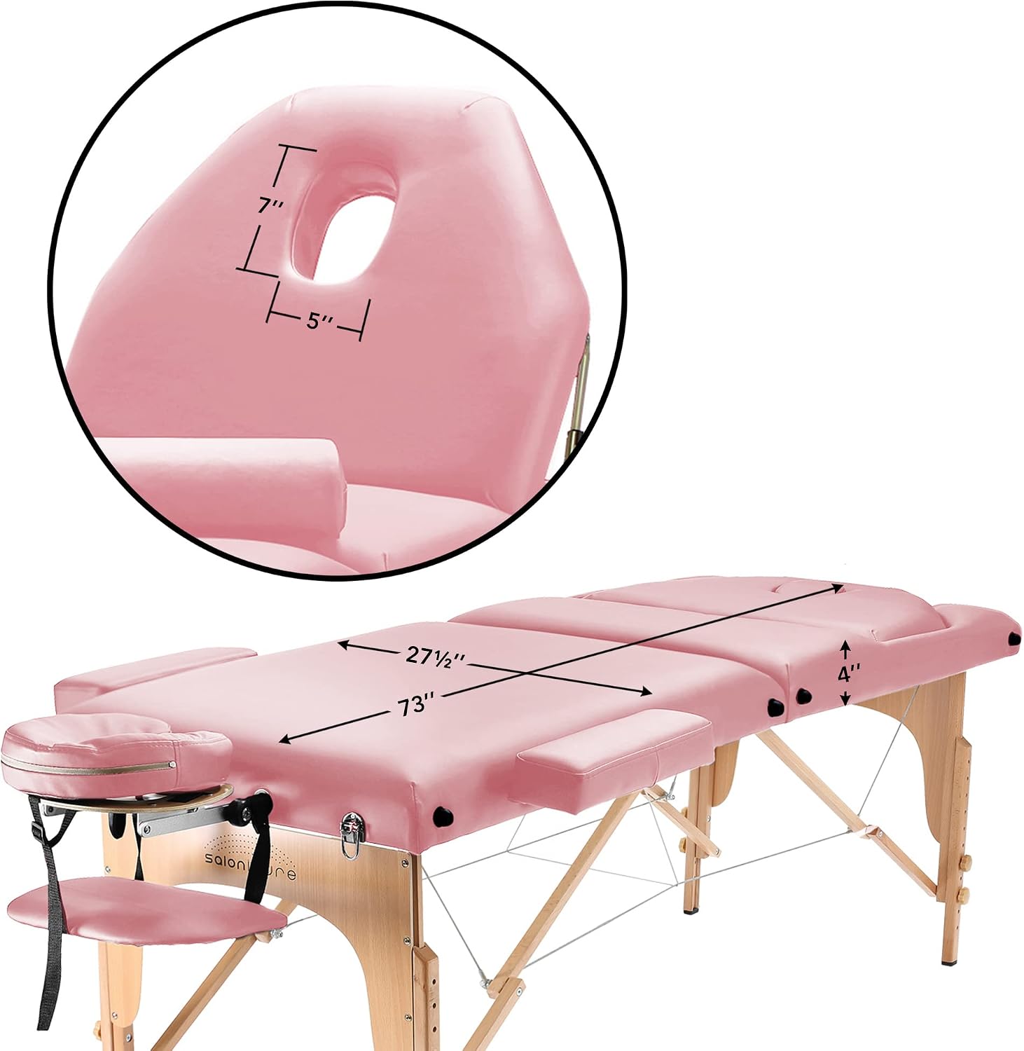 Saloniture Professional Portable Massage Table with Backrest - Black