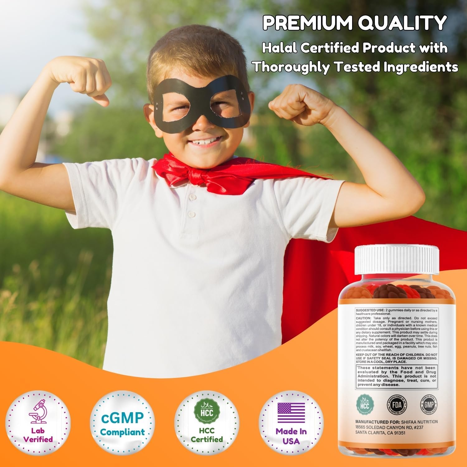 SHIFAA NUTRITION Vegetarian Vitamin D3 Gummies for Adults & Kids | 45-90 Servings, 2, 000IU / 1, 000IU | Non-GMO, Gluten-Free