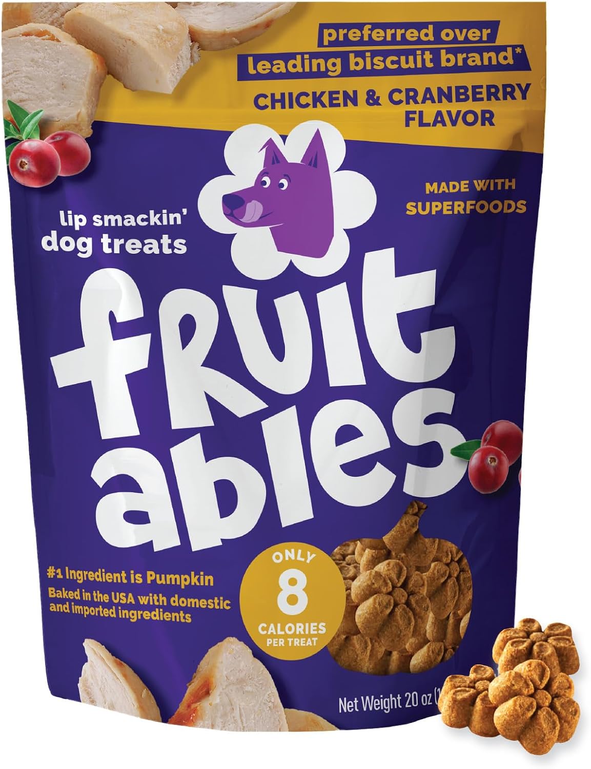 Fruitables Baked Dog Treats, Low Calorie Treats, Pumpkin & Banana, 7oz | Healthy Dog Treats, Training Treats, Crunchy Dog Biscuits, Limited Ingredient Recipe, Healthy Puppy Snacks, Made in USA