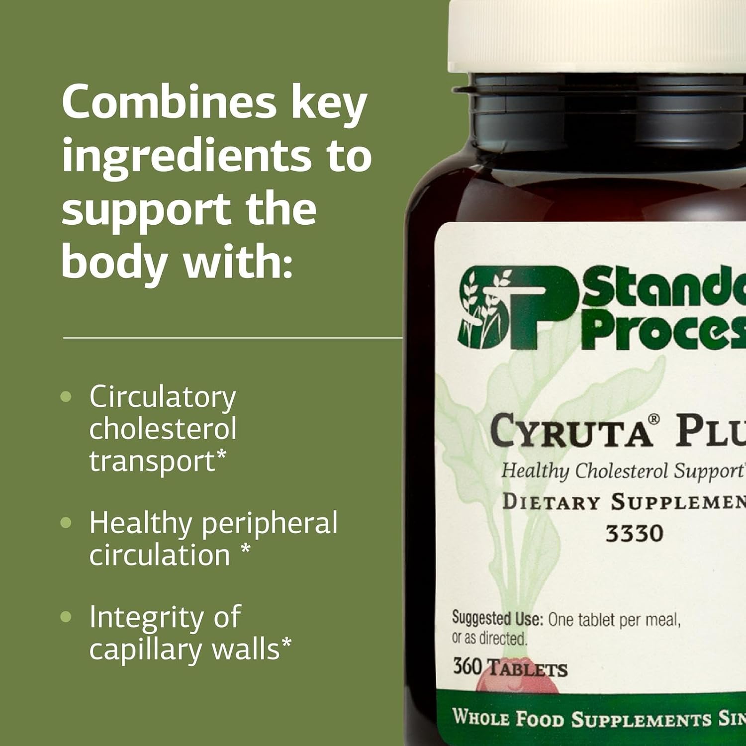 Standard Process Cyruta Plus - Capillary & Circulation Support - Aids Healthy Peripheral Circulation - Gluten-Free, Non-Dairy & Non-Soy - 360 Tablets