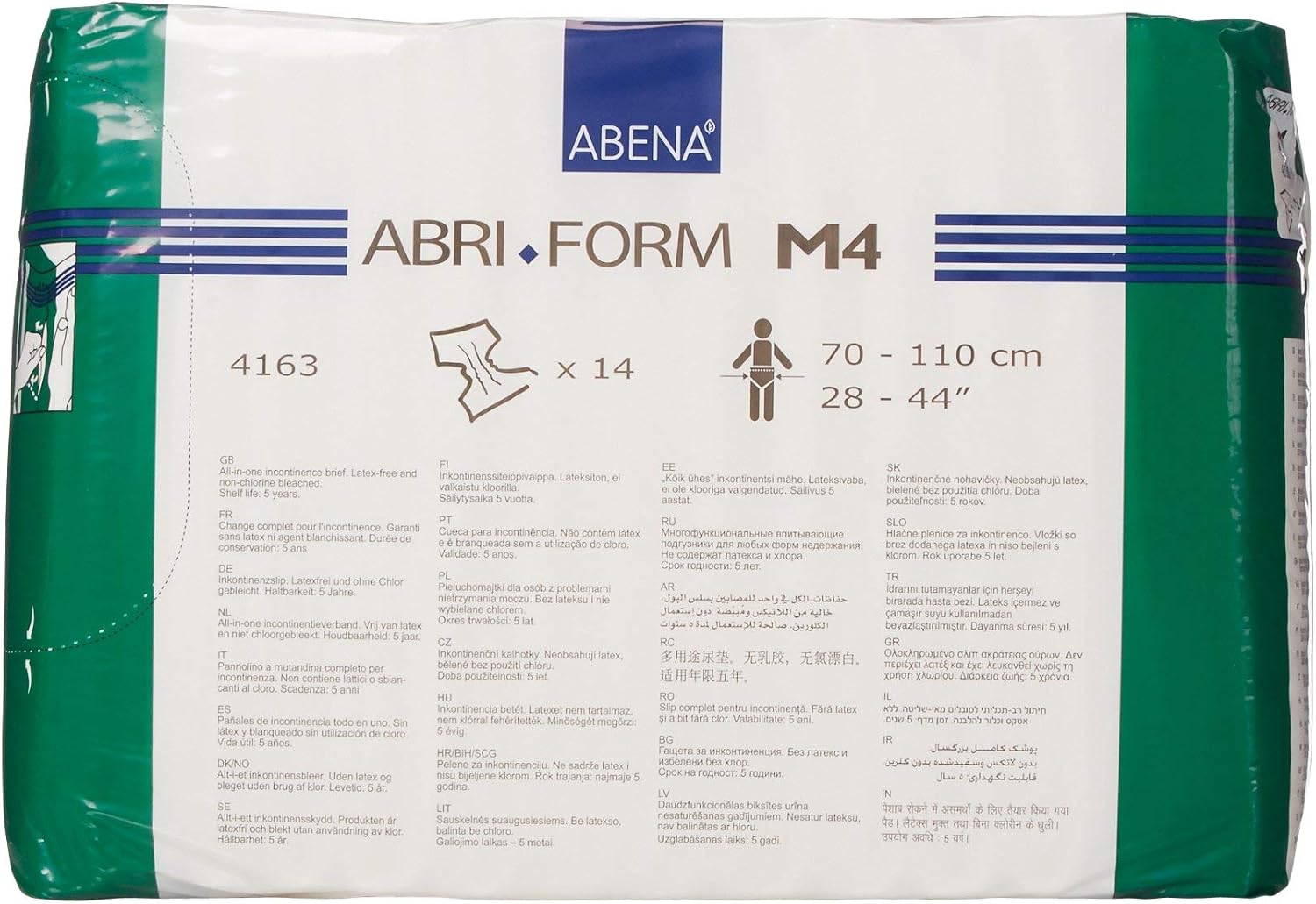 Abena Abri-Form Comfort Plastic-Backed Briefs, Level 4, (Medium To Large Sizes) Medium, 14 Count | Disposable