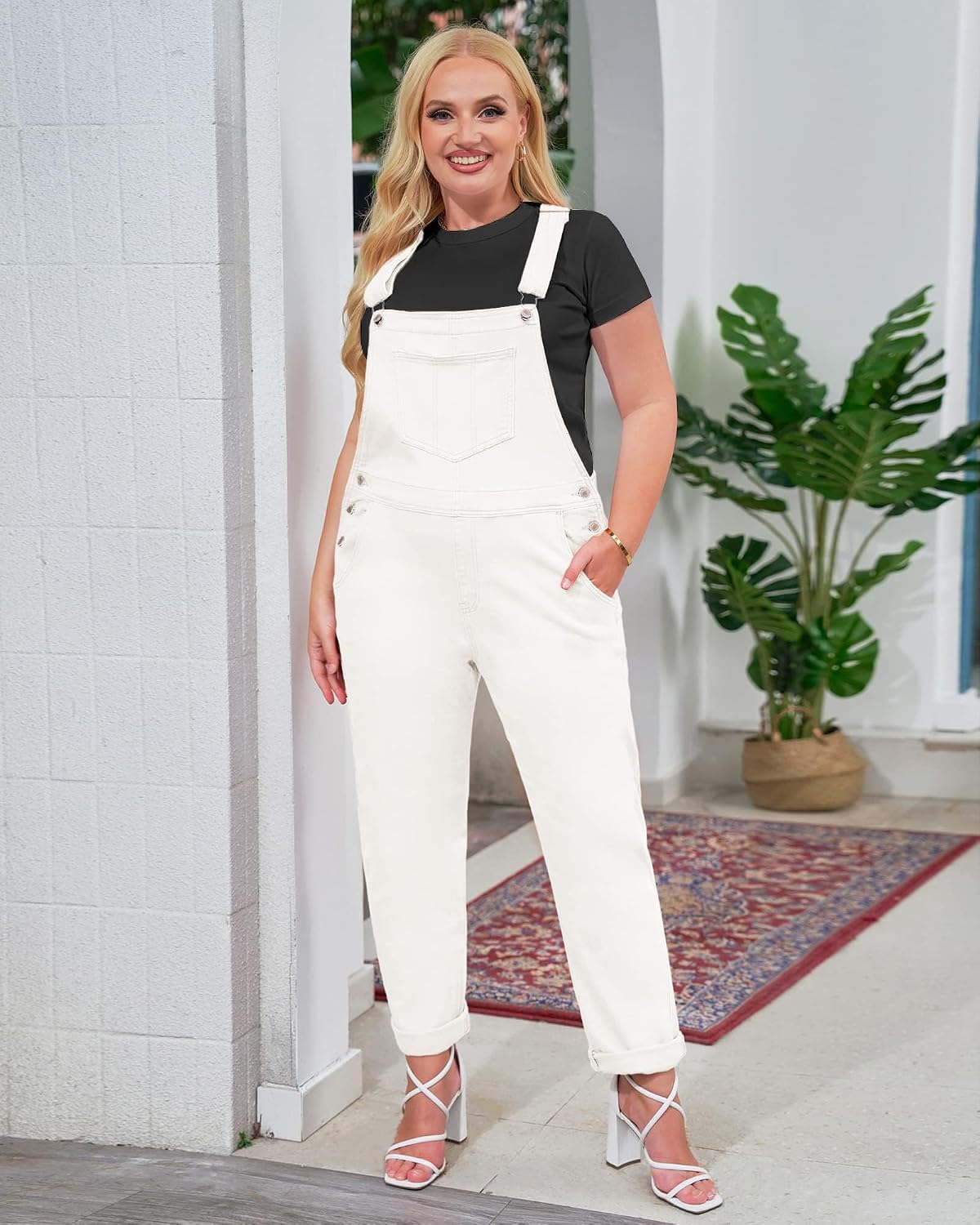 Vetinee Womens Classic Adjustable Straps Pockets Denim Bib Overalls Jeans Pants