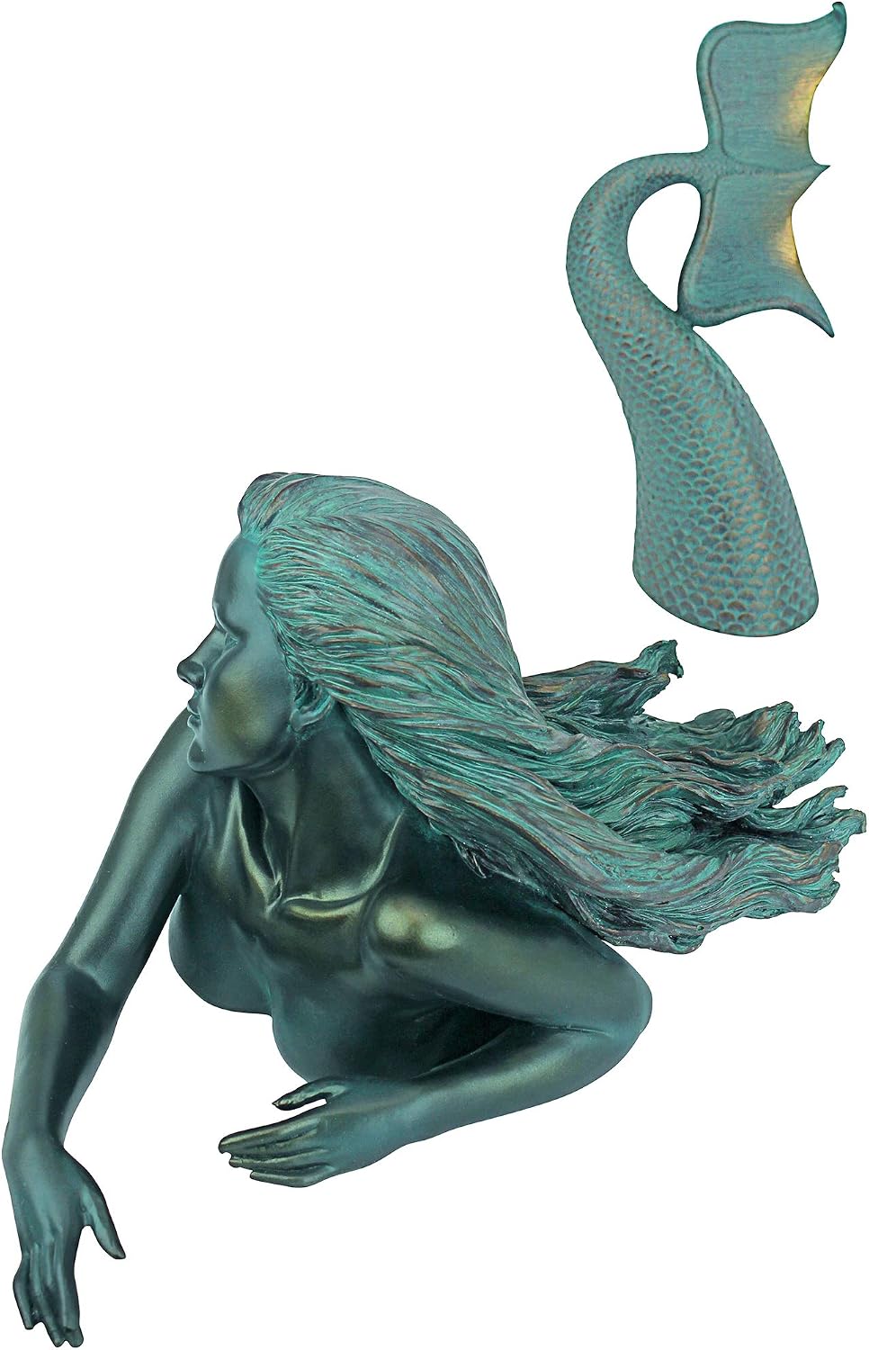 Design Toscano Meara the Mermaid Swimmer Indoor/Outdoor Garden Statue for Patio, Pool or Lawn, 16 Inches Wide, 7 Inches Deep, 7 Inches High