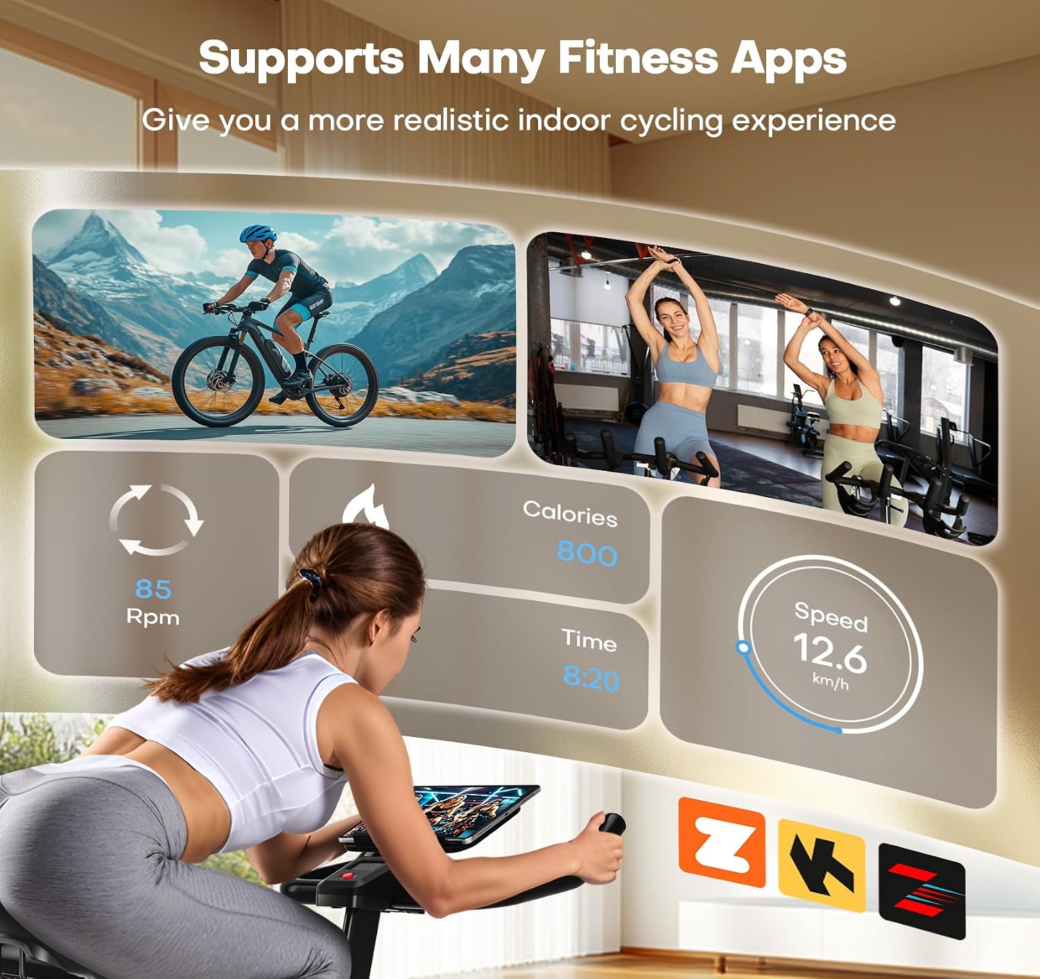 Exercise Bike, CHAOKE Quiet Magnetic Resistance 300LB Capacity Stationary Bike for Home with App Compatible