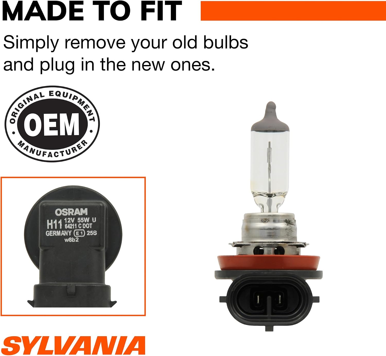 SYLVANIA - H11 XtraVision - High Performance Halogen Headlight Bulb, High Beam, Low Beam and Fog Replacement Bulb (Contains 1-Bulb)