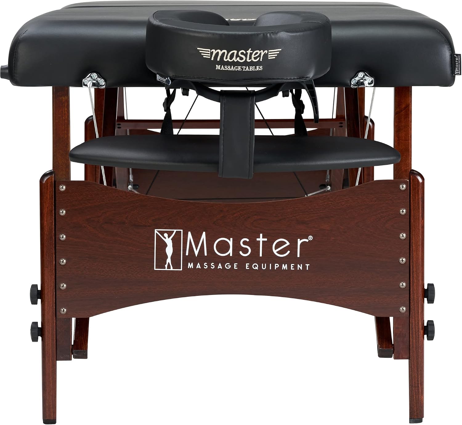 Master Massage Newport Portable Massage Table Package with Denser 2.5" Cushion, Walnut Stained Hardwood, Steel Support Cables, Pillows & Accessories, Royal Blue, 30"