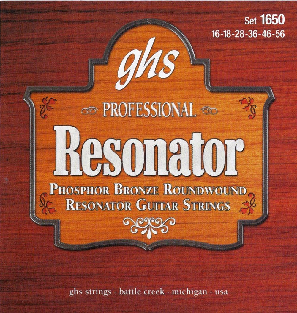 GHS Strings – Resonator Guitar Strings Set 1650 – Phosphor Bronze - Square Neck & Round Neck Dobro/Lap Steel, Bluegrass & Slide Guitar