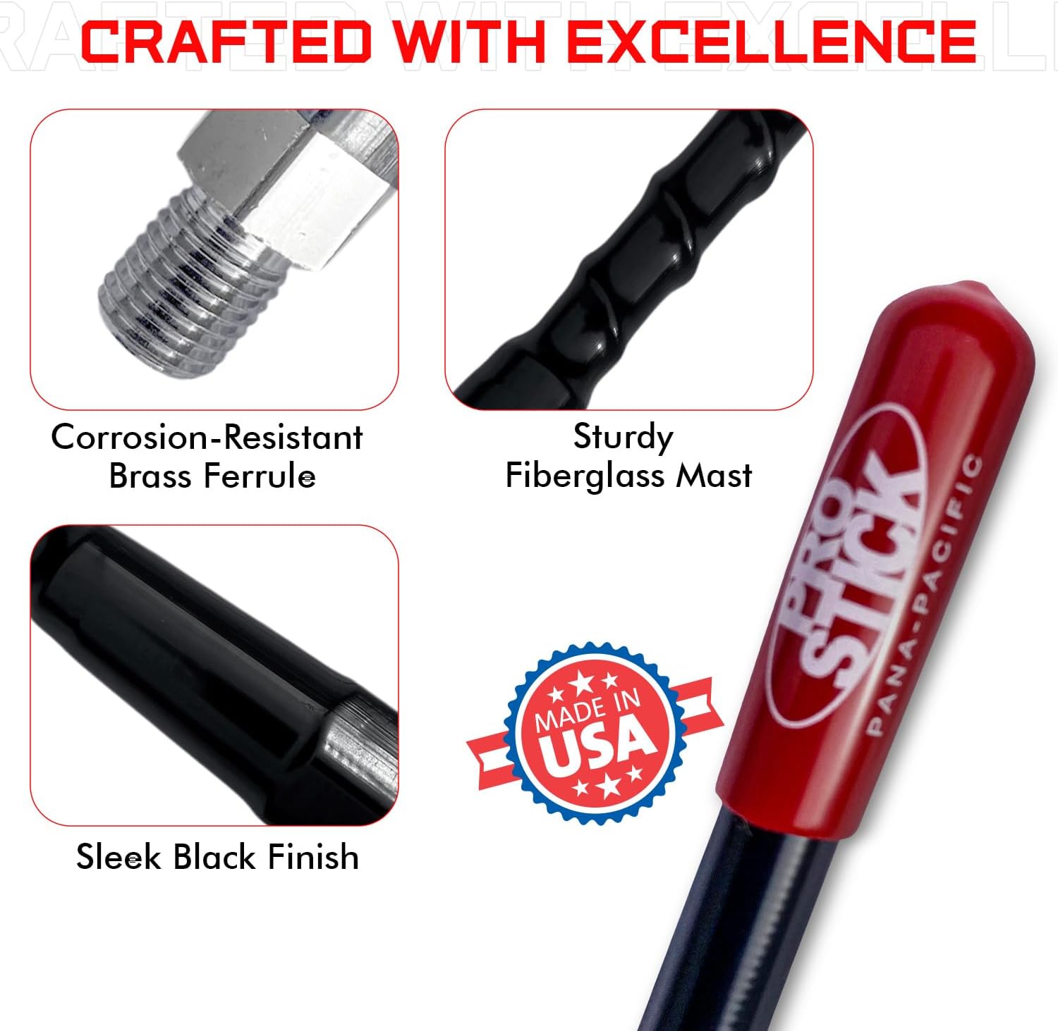 2` Foot Fiberglass - Black CB Radio Antenna