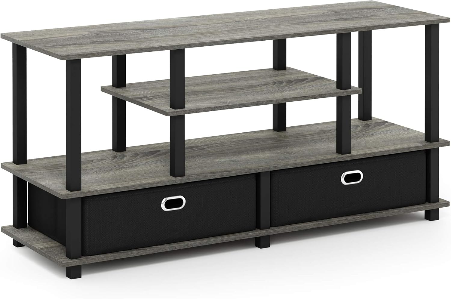 Furinno Moretti 3-Tier Metal Frame TV Stand, French Oak Grey