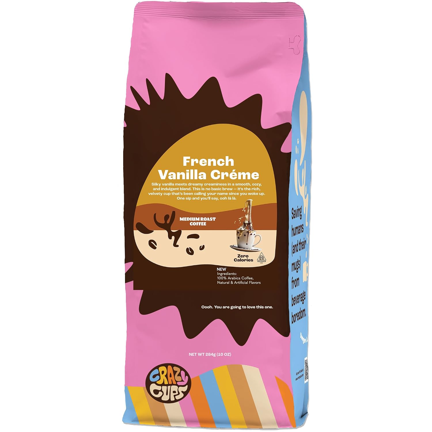 Crazy Cups Flavored Ground Coffee, Cinnamon French Toast, in 10 oz Bag, For Brewing Flavored Hot or Iced Coffee