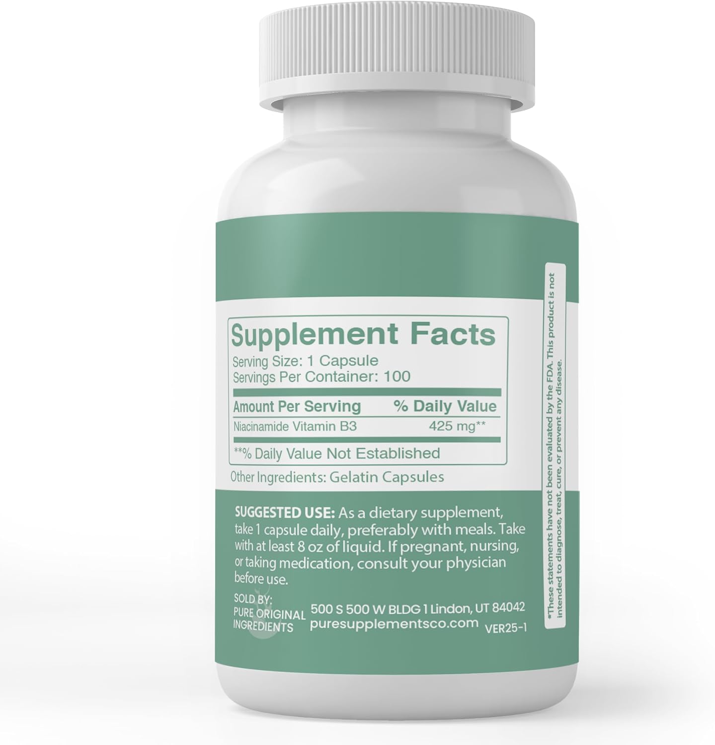 Pure Original Ingredients, Niacinamide, 100 Capsules