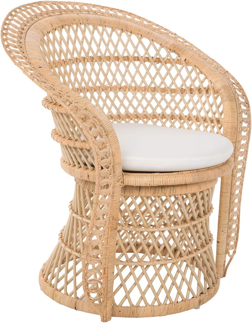 Kouboo Rattan Armchair – Natural Peacock Style Lounge & Dining Chair – Boho Patio Furniture, Indoor Accent Chair for Living Room