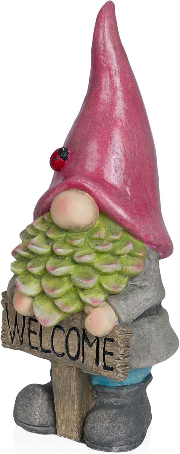 Alpine Corporation 12" Tall Traditional Outdoor Garden Gnome Yard Statue Decoration