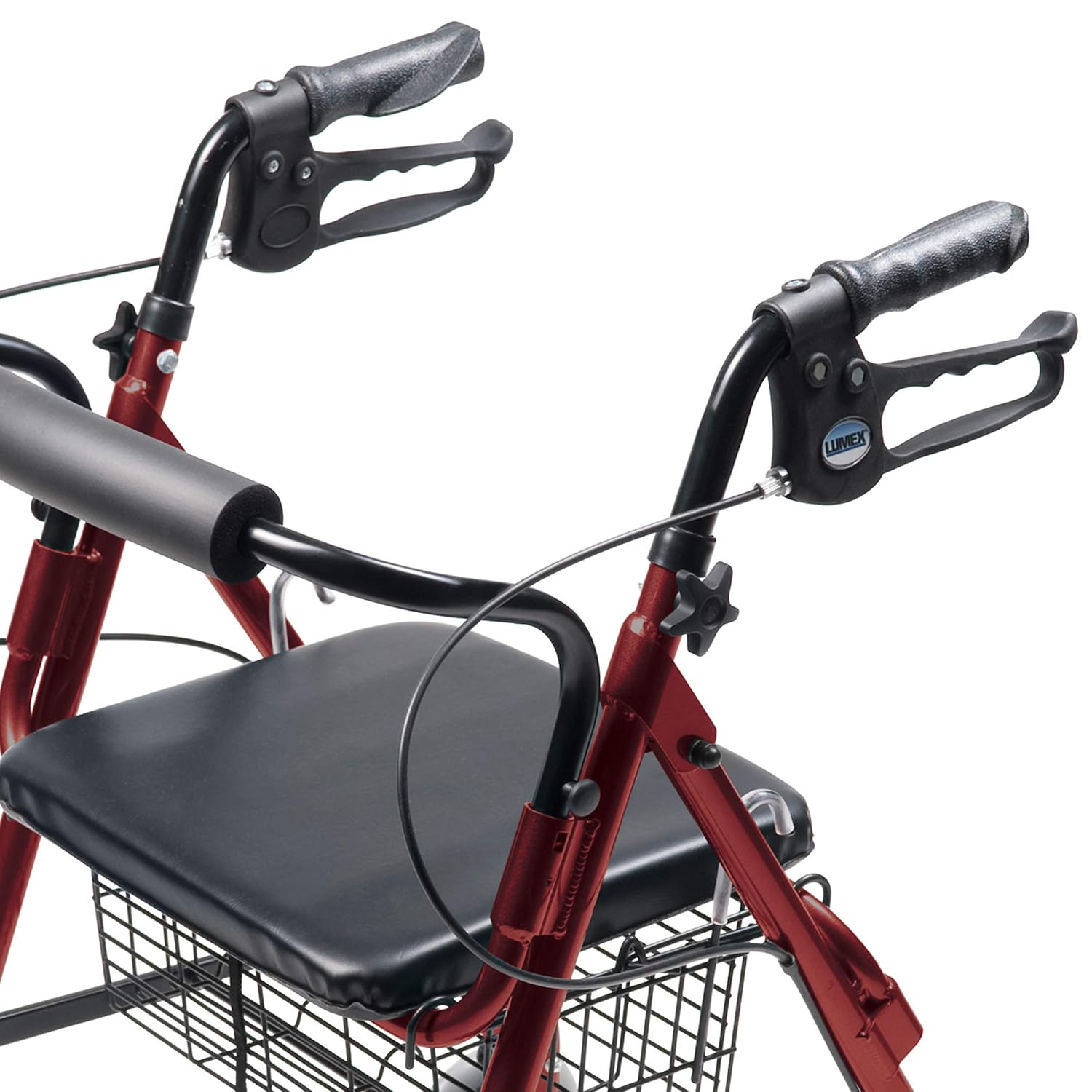 Lumex Walkabout Lite Hemi Rollator, Short & Lightweight Walker, Low 20" Seat, Burgundy