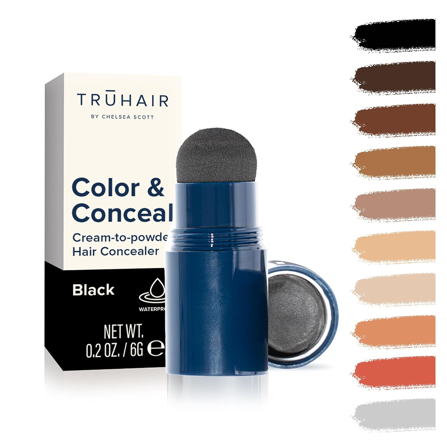 TRUHAIR Color & Conceal Waterproof Root Touch Up Hair Color for Gray Hair Coverage - Instant Root Cover Up Hair Powder for Women & Men - Bald Spot