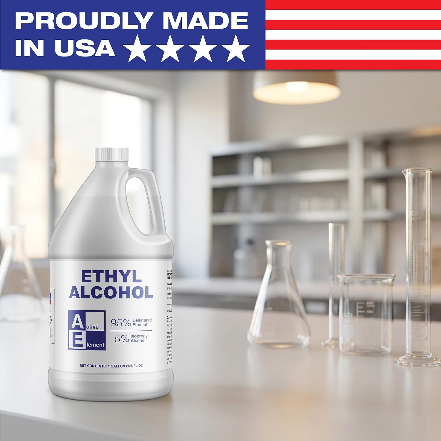 Ethyl Alcohol (Ethanol) 95% Denatured – 1 Gallon – High Purity Multi-Use Solvent – Lab, Electronics