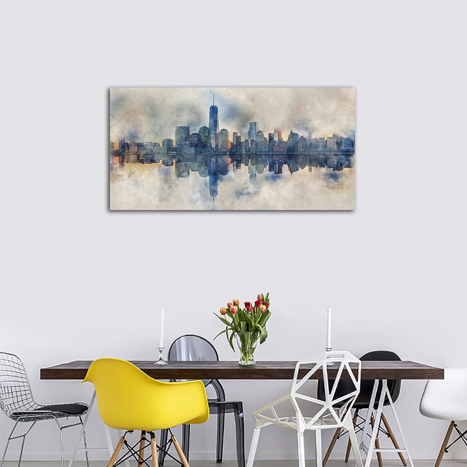arteWOODS Ocean Wave Canvas Wall Art Beach Sunset Pictures Coastal Nature Artwork Blue Sea Painting Prints for Living Room Bedroom Home Office Decoration 20" x 40"