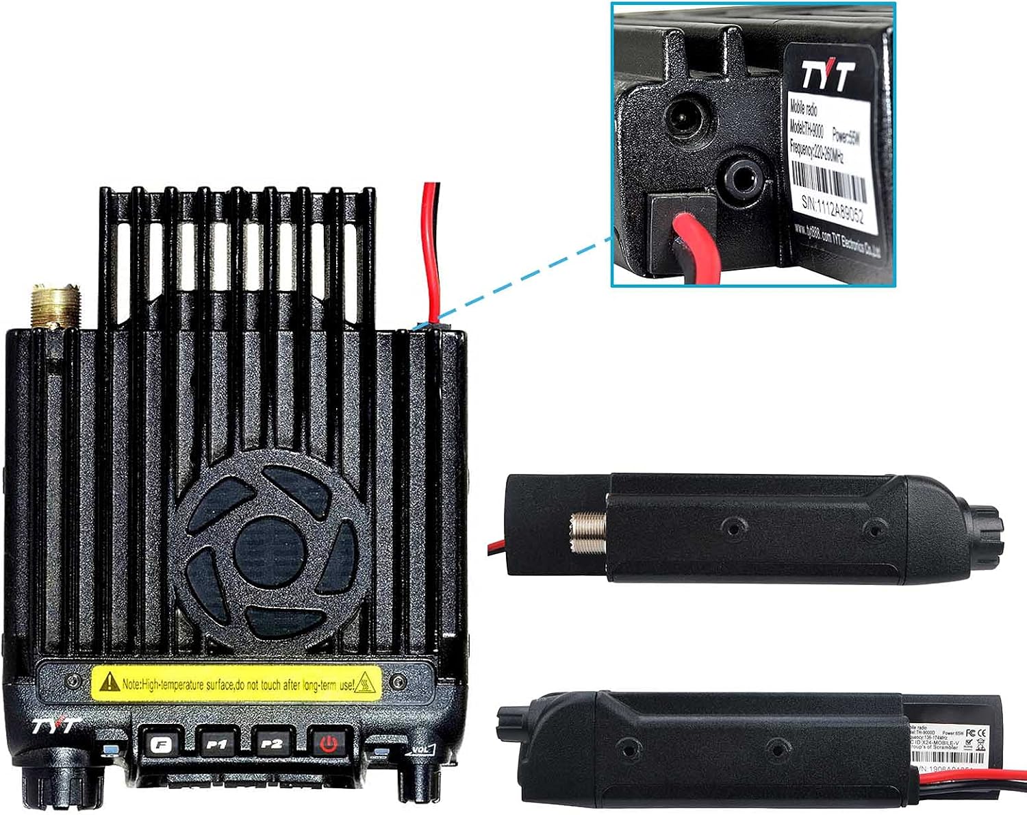TYTTH-9000D Car Mobile Transceiver 60W VHF 2M 146MHz Ham Radio 2 Way Radio with USB Programming Cable, Black
