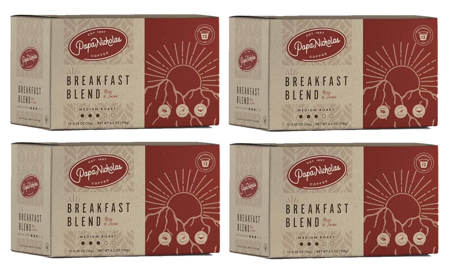 Papanicholas Coffee Single Serve Coffee Cups, Fits Keurig K Cup Brewers, Coffee Pods Hawaiian Islands Blend,12 Ounce