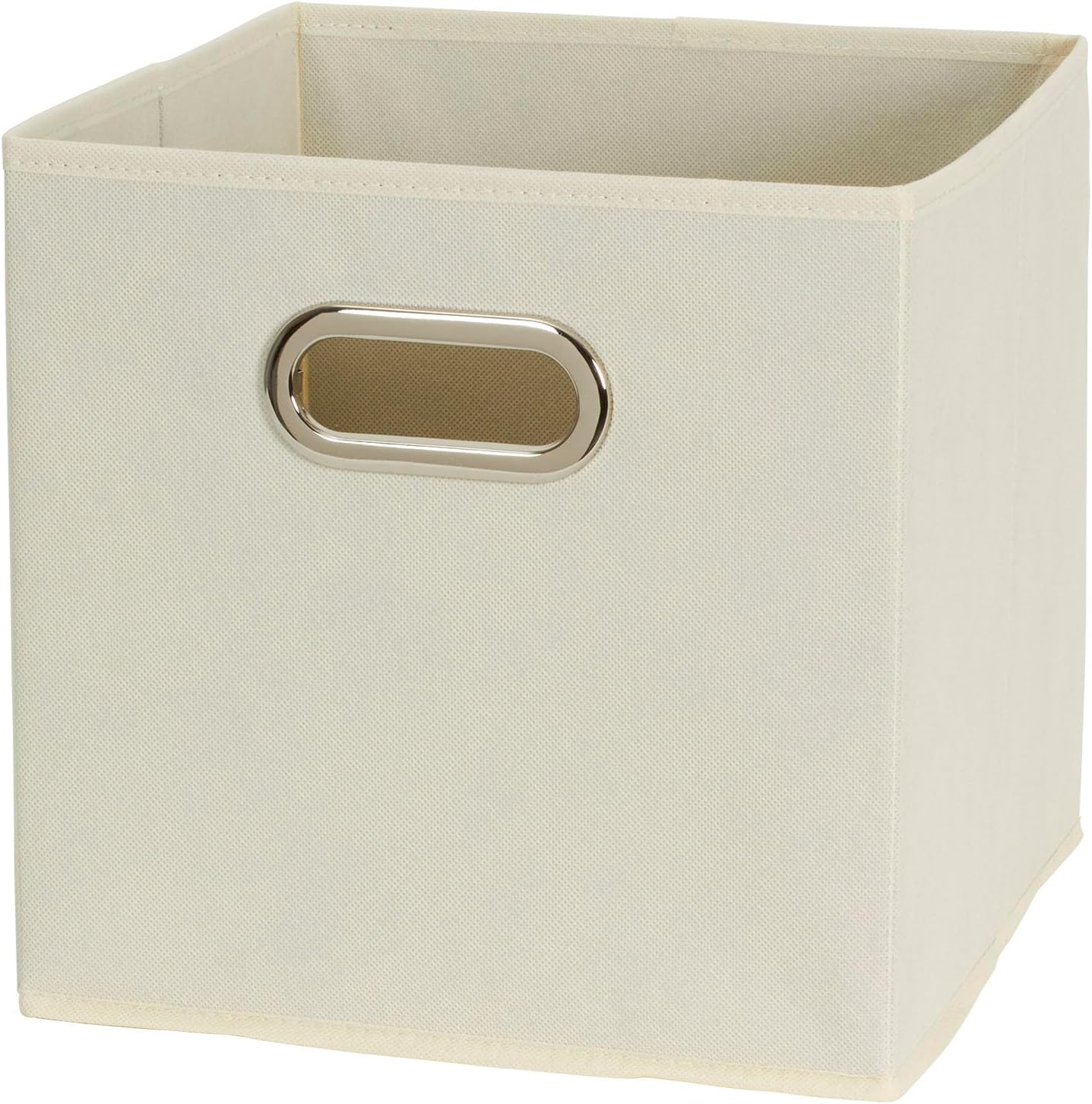 Household Essentials Fabric Storage Bins 6 Piece Set, Strong Poly-Woven Fabric, Sturdy Chipboard Sides, Grommet Front Handle, Stackable and Foldable, Classic Design, Navy