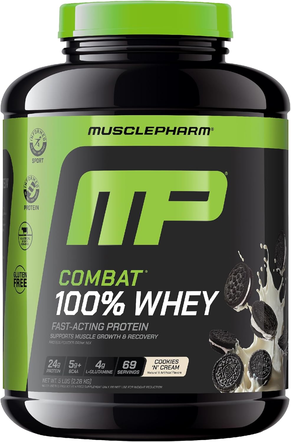 MusclePharm Combat 100% Whey Protein Powder, Vanilla Flavor, Fast Recovery & Muscle Gain with Whey Protein Isolate, High Protein Powder for Women & Men, Gluten Free, 5 lb, 70 Servings | Whey Protein Isolate, Fast Recovery Support, Muscle Gain Support, Hi…