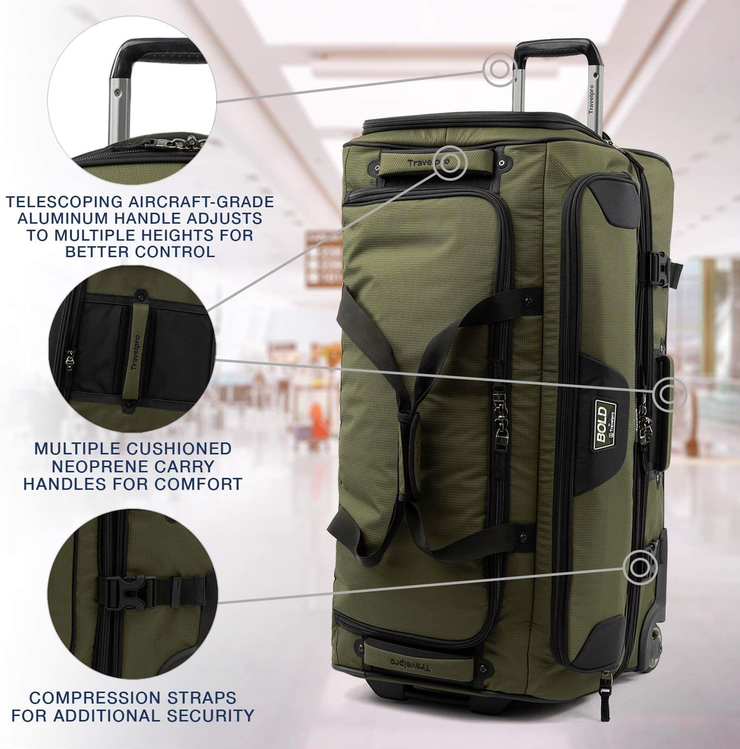 Travelpro Tpro Bold 2.0 30 Inch Drop Bottom Rolling Duffel