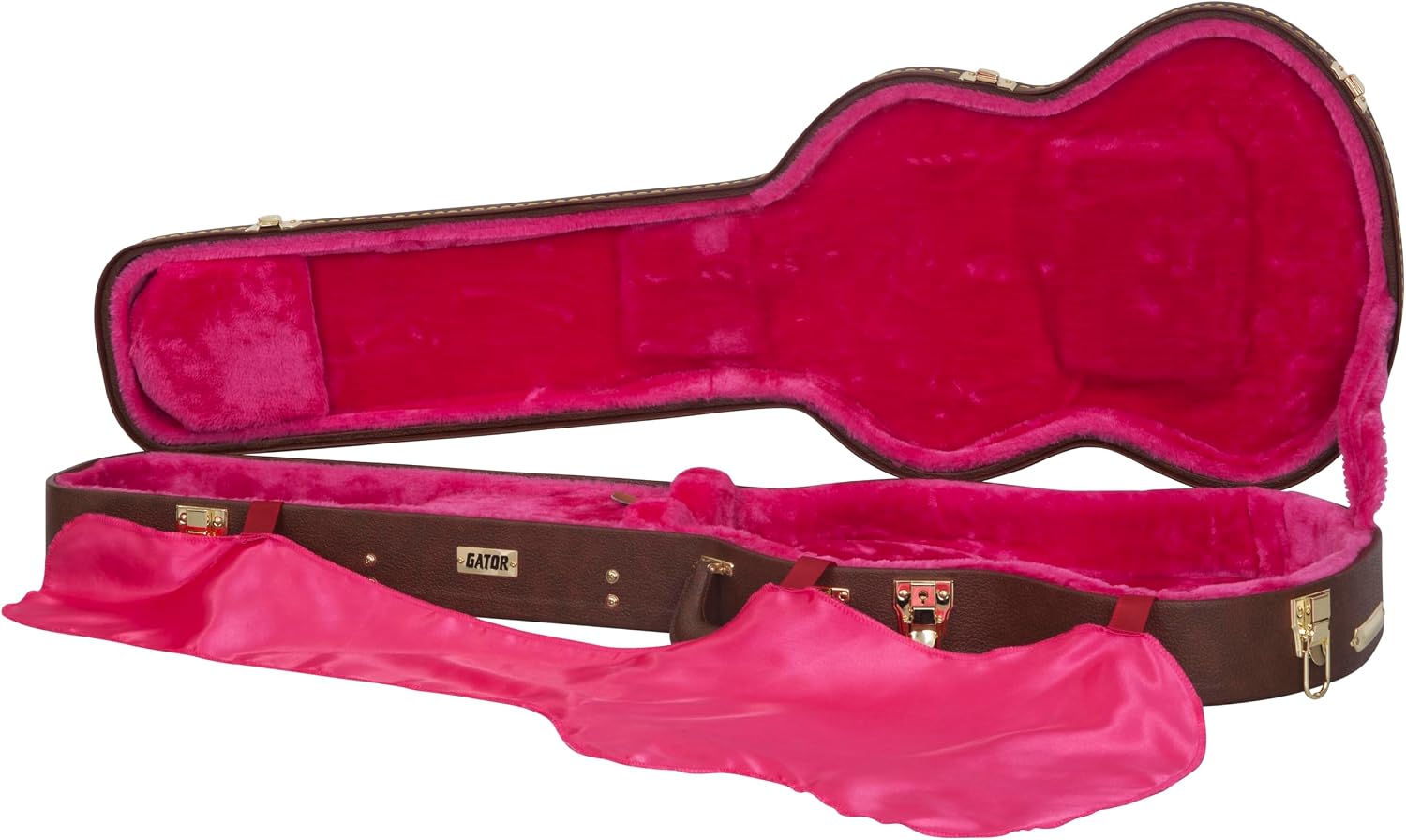 Gator Cases Deluxe Wood Case for SG Electric Guitars; Brown Exterior (GW-SG-BROWN)