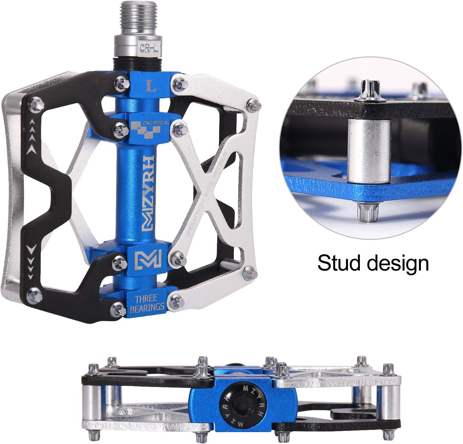 MZYRH Mountain Bike Pedals, Ultra Strong Colorful CNC Machined 9/16" Cycling Sealed 3 Bearing Pedals