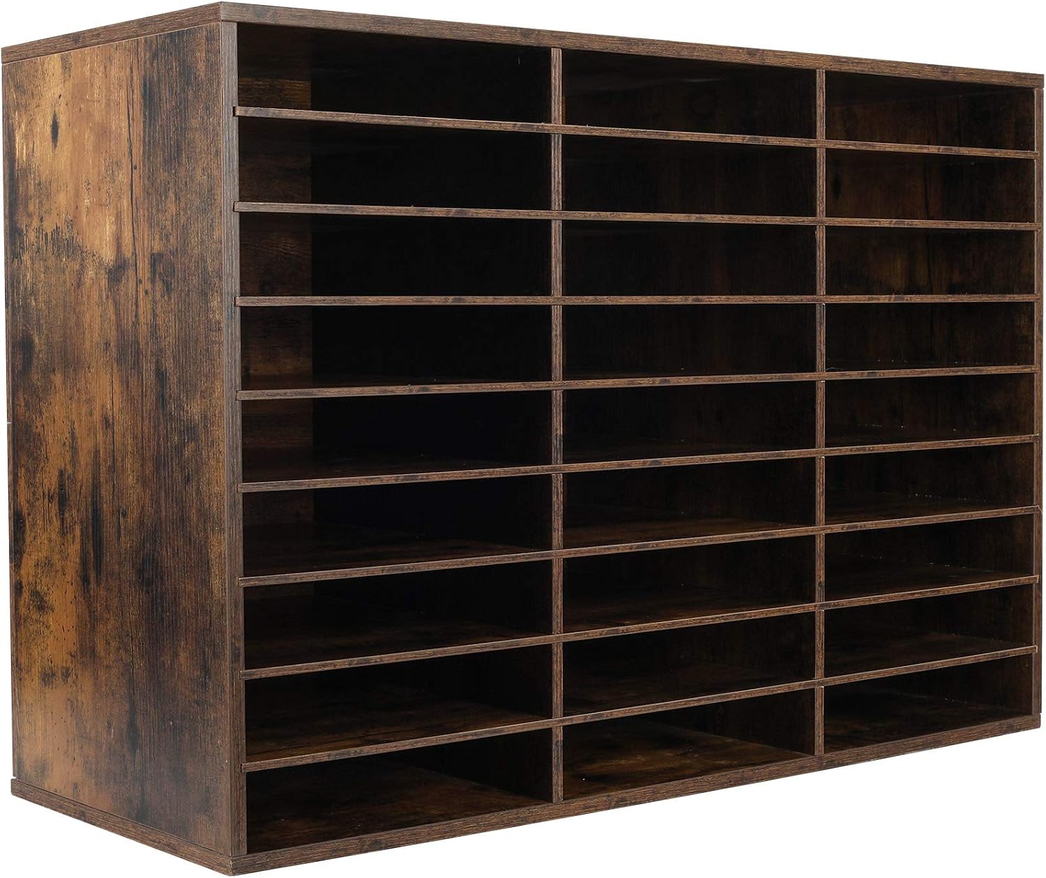 TQVAI Wood Literature Organizer, 27 Slots Hold 13500 Sheets A4 Papers, Wooden Desk File Paper Storage Organizer with Adjustable Shelves