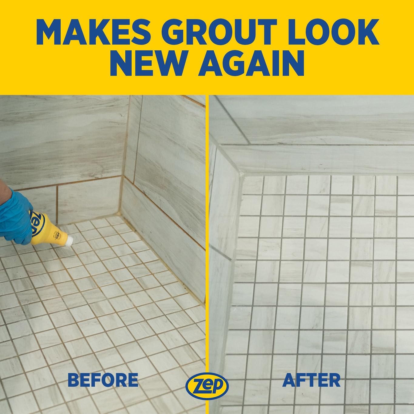 Zep Grout Cleaner and Brightener - 32 Ounce (1 Bottle) - ZU104632 - Deep Cleaning Formula Removes Old Stains From Grout
