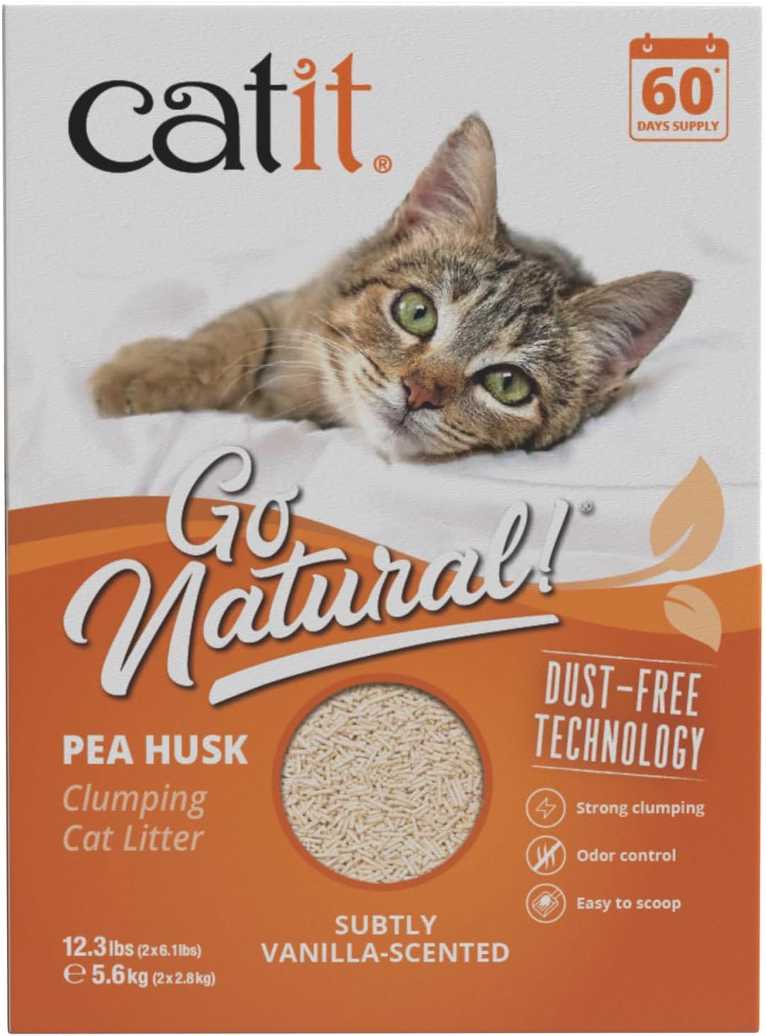 Catit Go Natural Pea Husk Clumping Cat Litter, 12.3 lb, Natural