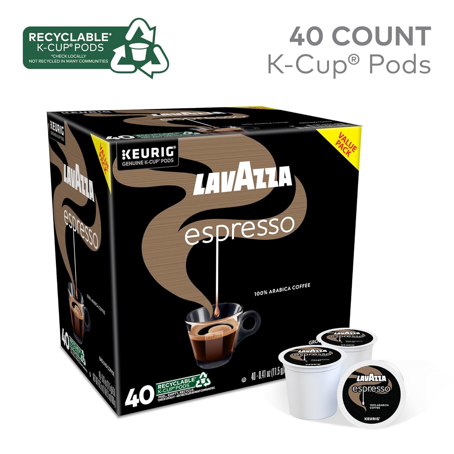 Lavazza Espresso, Single-Serve Keurig K-Cup Pods, Medium Roast Coffee, 32-Count Box