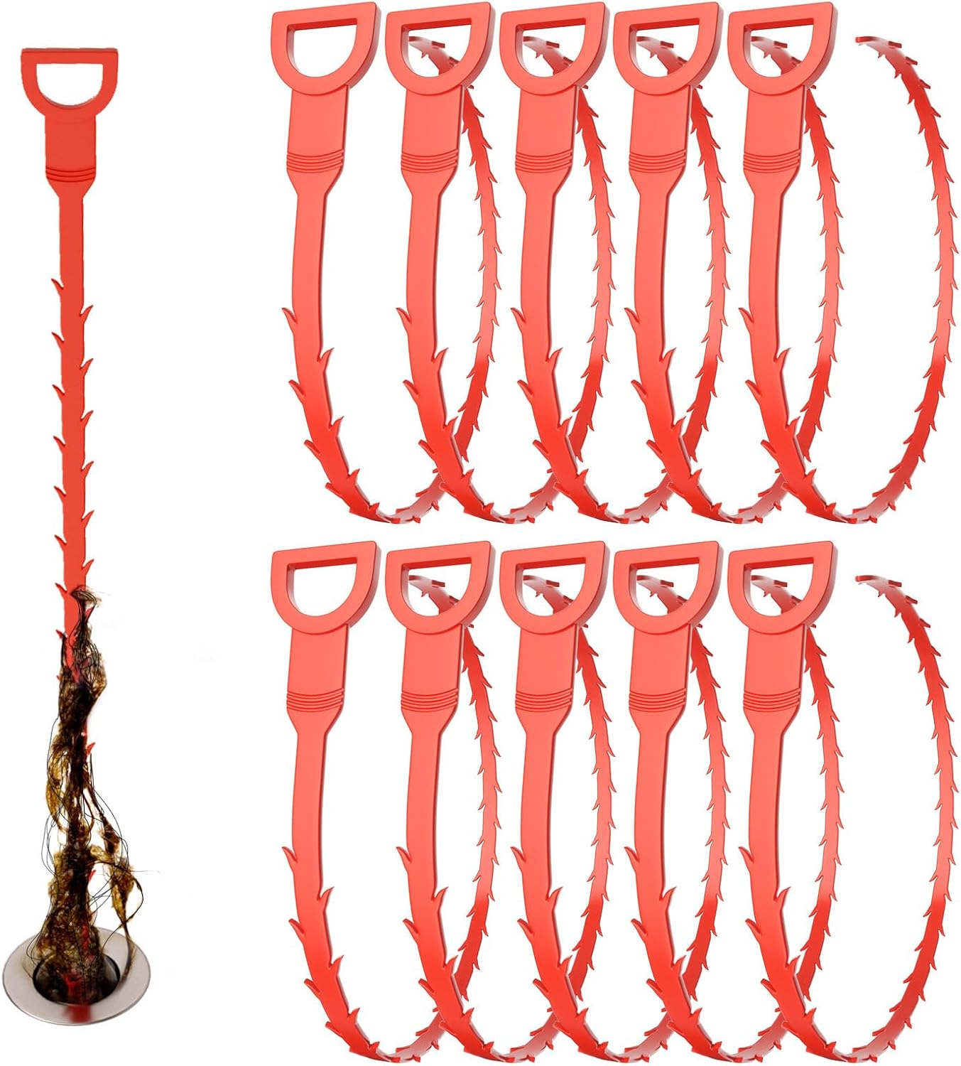 25ft Drain Auger Heavy Duty, Professional Plumbing Snake with Drill Adapter, Manual & Powered Clog Remover for Kitchen, Bathroom, Shower Sink & Bathtub, Flexible Pipe Snake Cleaner with Gloves