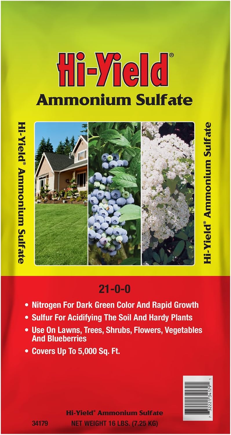 Hi-Yield (32177) Ammonium Sulfate 21-0-0, 4 lbs | Ammonium sulfate 21-0-0 granular - Fast-release nitrogen with sulfur for quick green-up, 4 lbs - Lawn owners