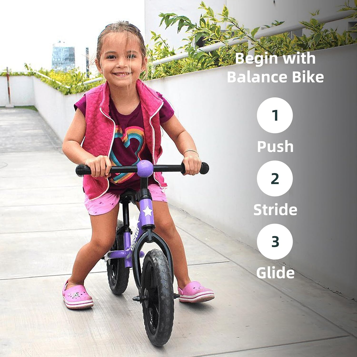 JOYSTAR Toddler Balance Bike 2-5 Year Old, No Pedal, Adjustable Seat | 12" Balance Bike Push Bike Adjustable Handlebar Lightweight Steel Frame, Ideal Gift for Boys and Girls