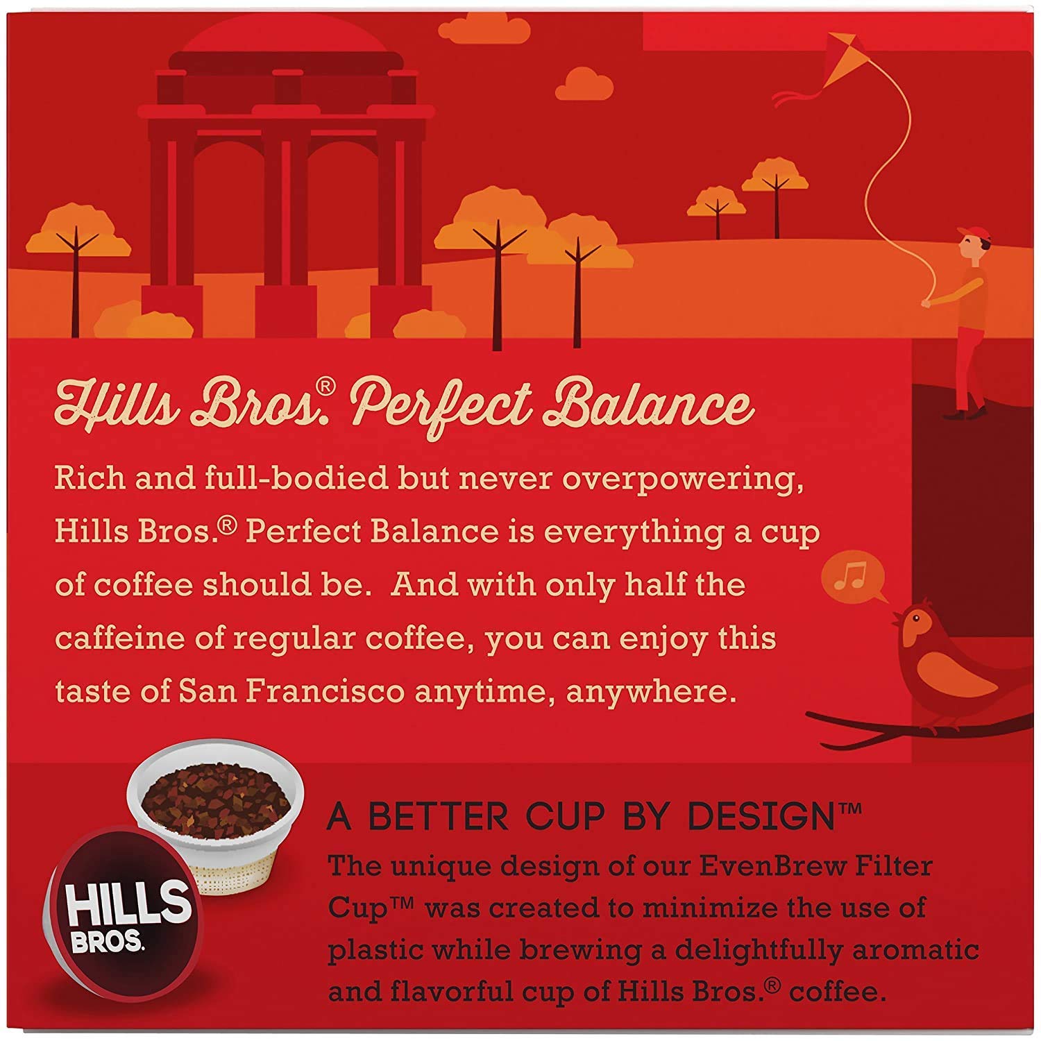 Hills Bros Single Serve Coffee Pods, 100% Colombian Ground Coffee, Medium Roast, 12 Count – Keurig Compatible, Roasted 100% Arabica Beans, Smooth Balanced Flavor