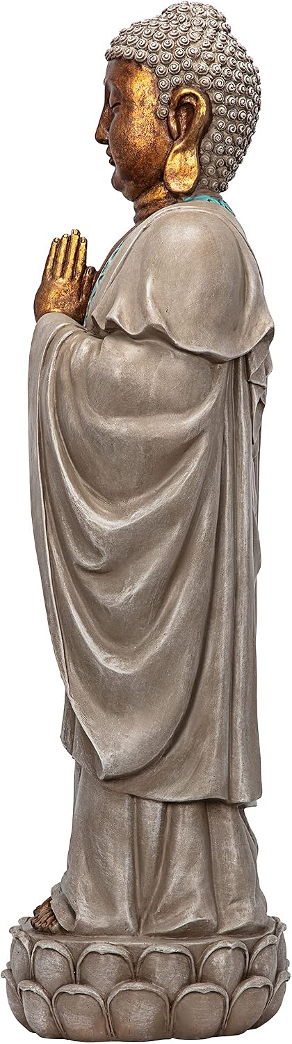 Design Toscano Jolly Hotei Laughing Man Asian Decor Indoor/Outdoor Garden Statue, 26 inches tall, Cast Stone Resin, Two Tone Stone Finish