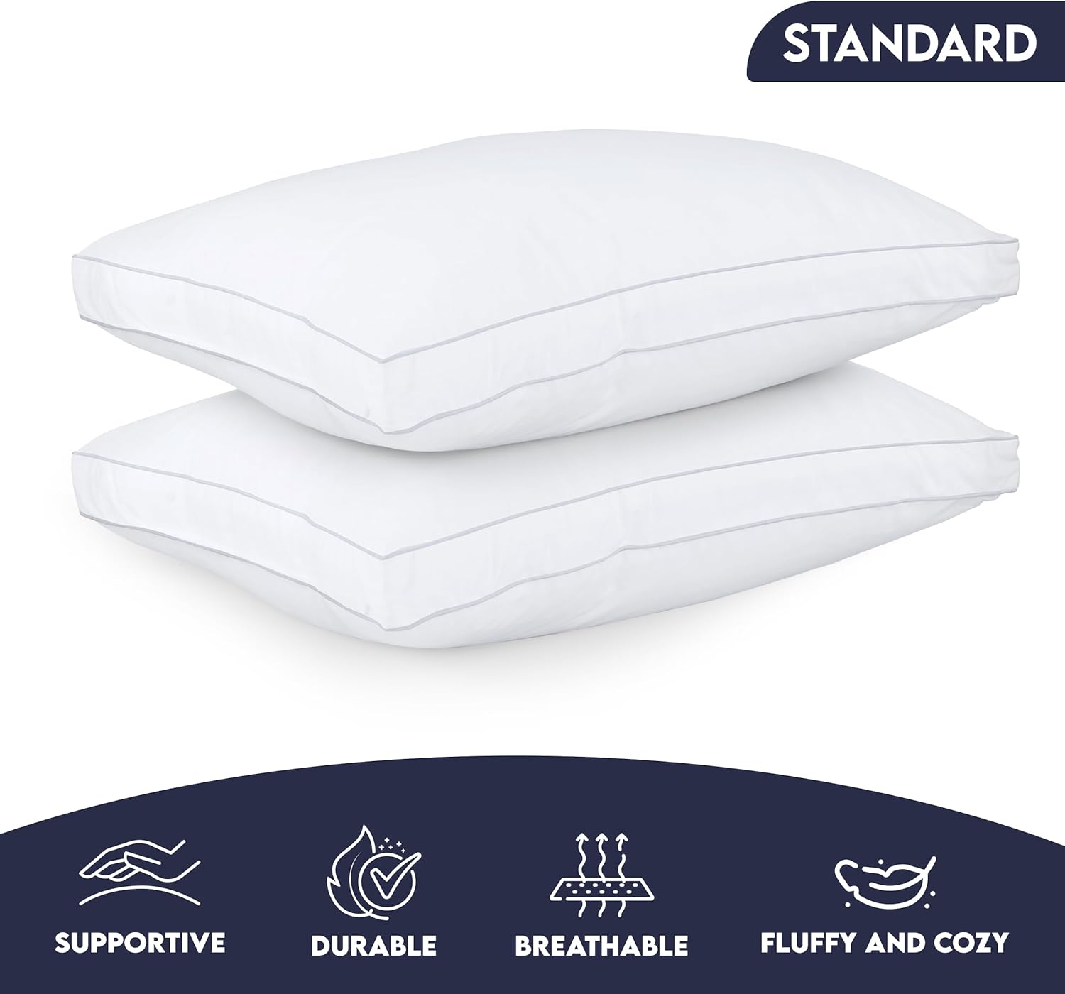 Utopia Bedding Gusset Bed Pillow, Hotel Pillows King Size Set of 2, White