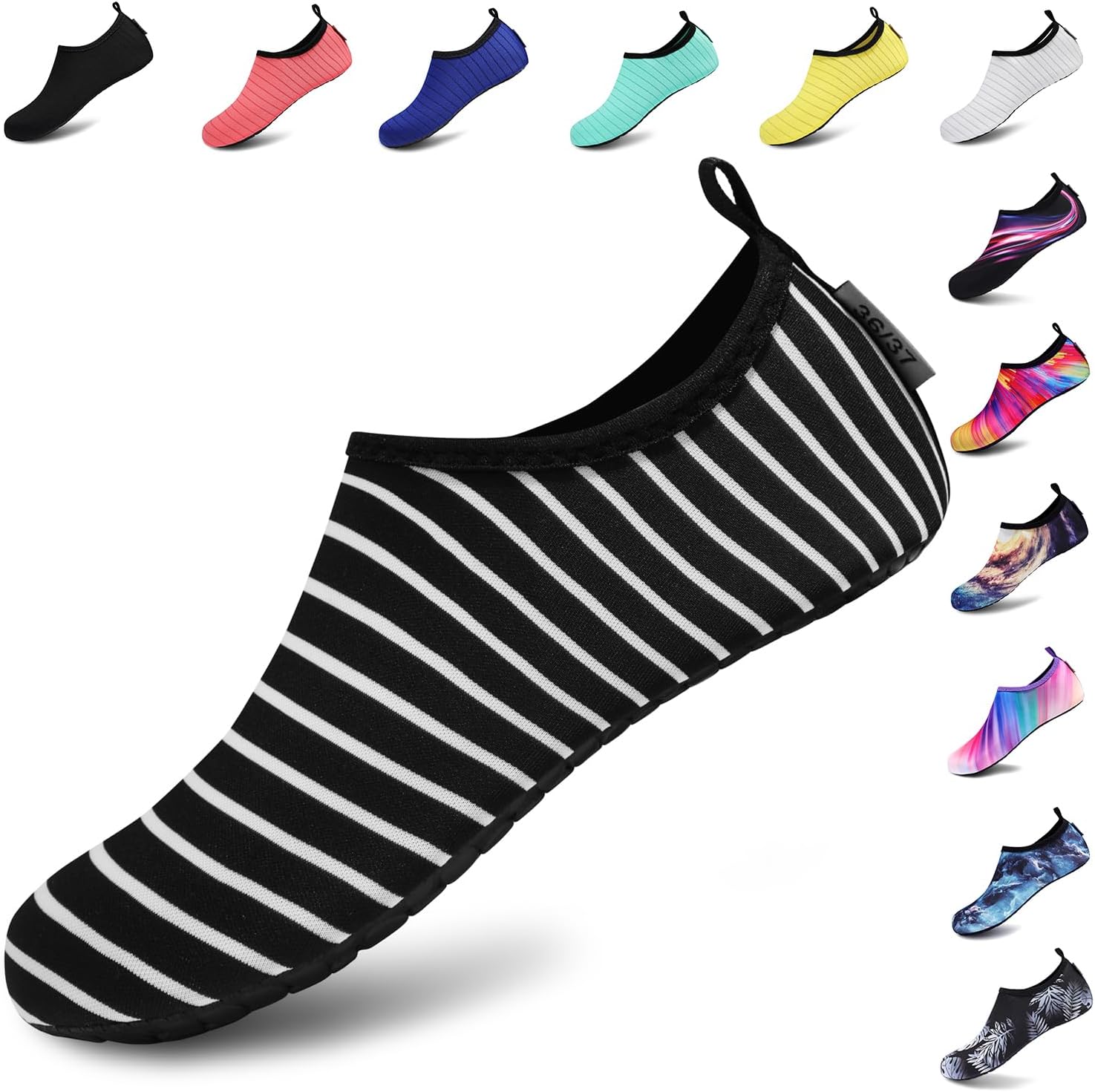 VIFUUR Water Shoes for Men Women Barefoot Quick Dry Aqua Socks Slip On | Lightweight, Breathable Upper, Flexible Sole, Drainage Design, Easy Slip-On Fit for Water Activities