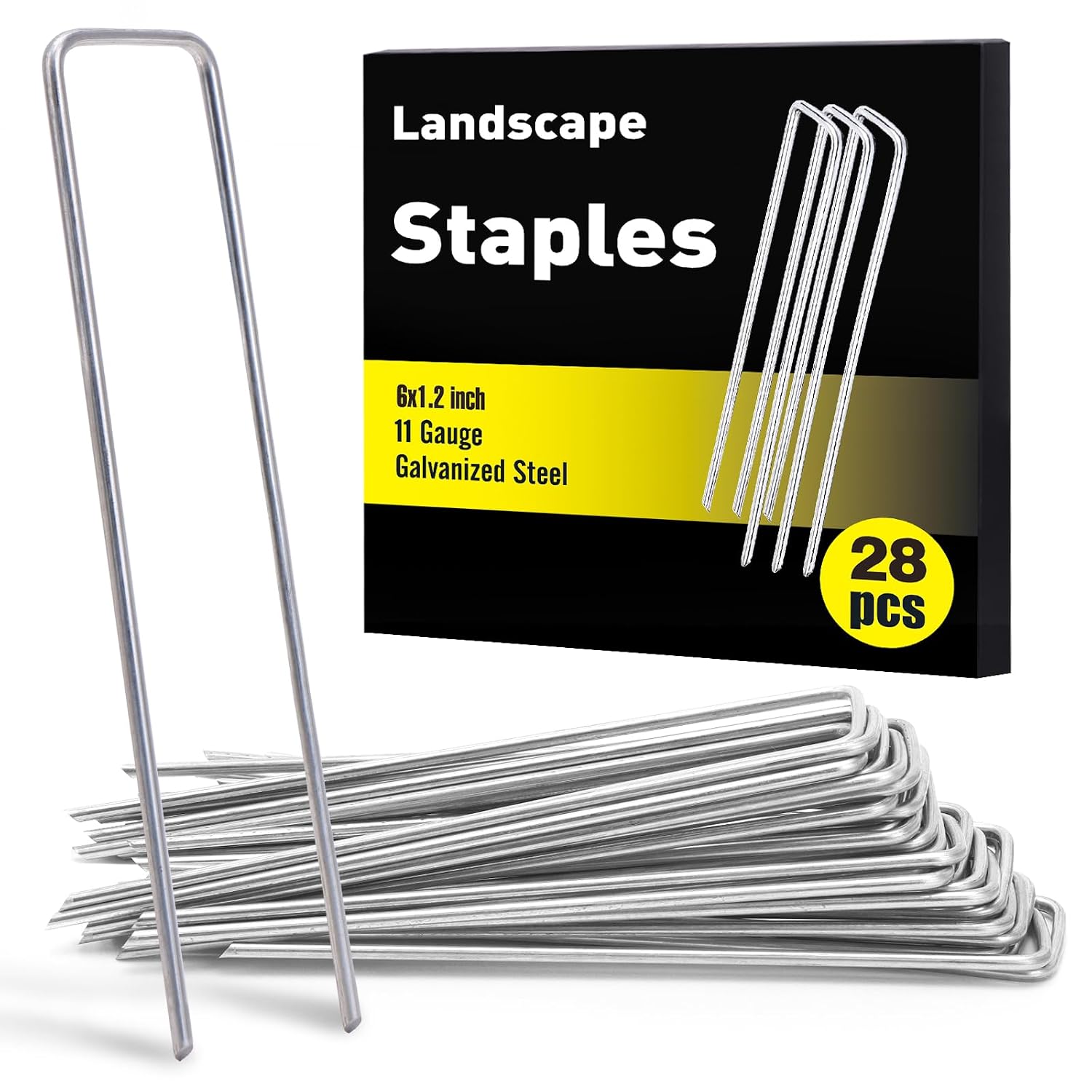 HongWay 240 Pack Landscape Staples 6 Inch, Galvanized Garden Stakes