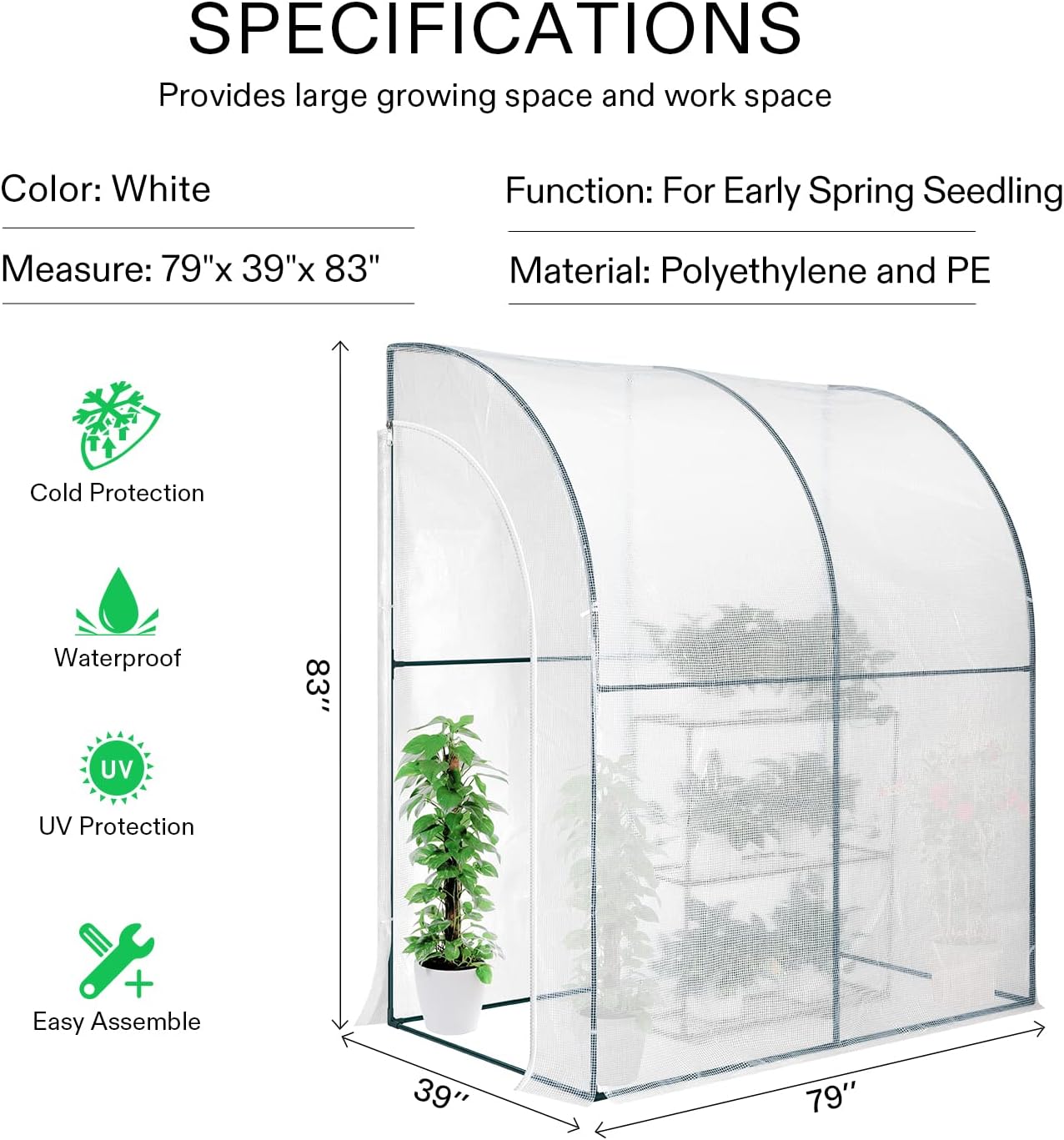 VIVOSUN Mini 4-Tier Greenhouse with Wheels