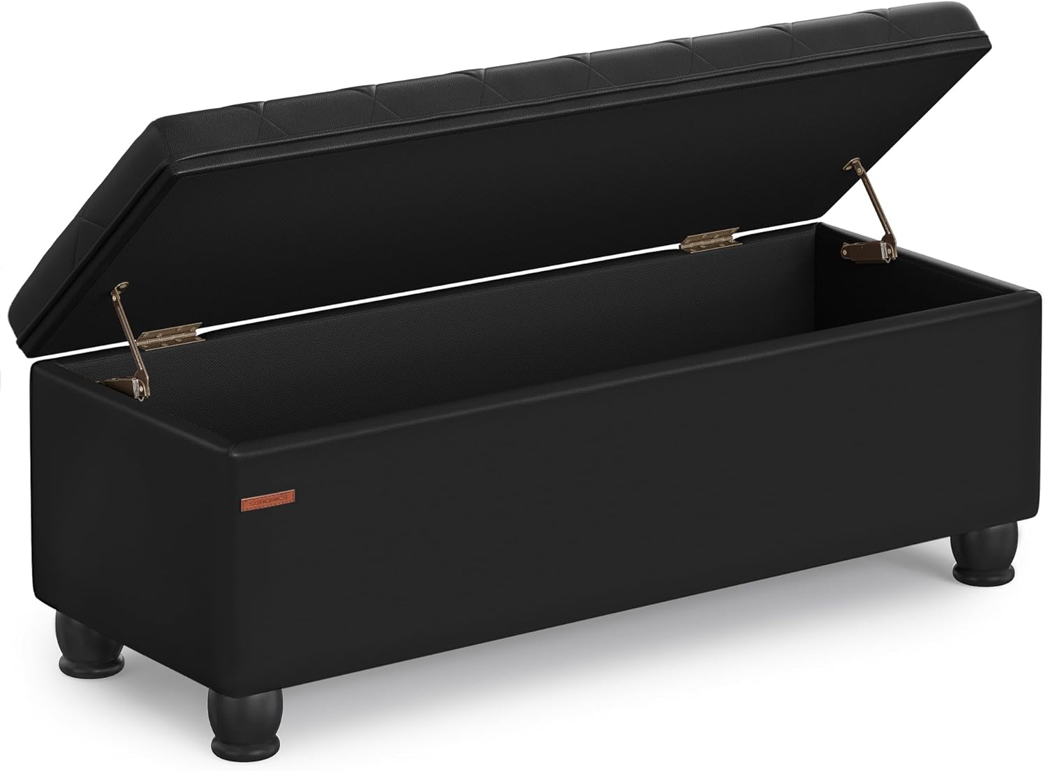 SONGMICS Storage Ottoman, 46.5 Inches Bedroom Bench, Solid Wood Legs