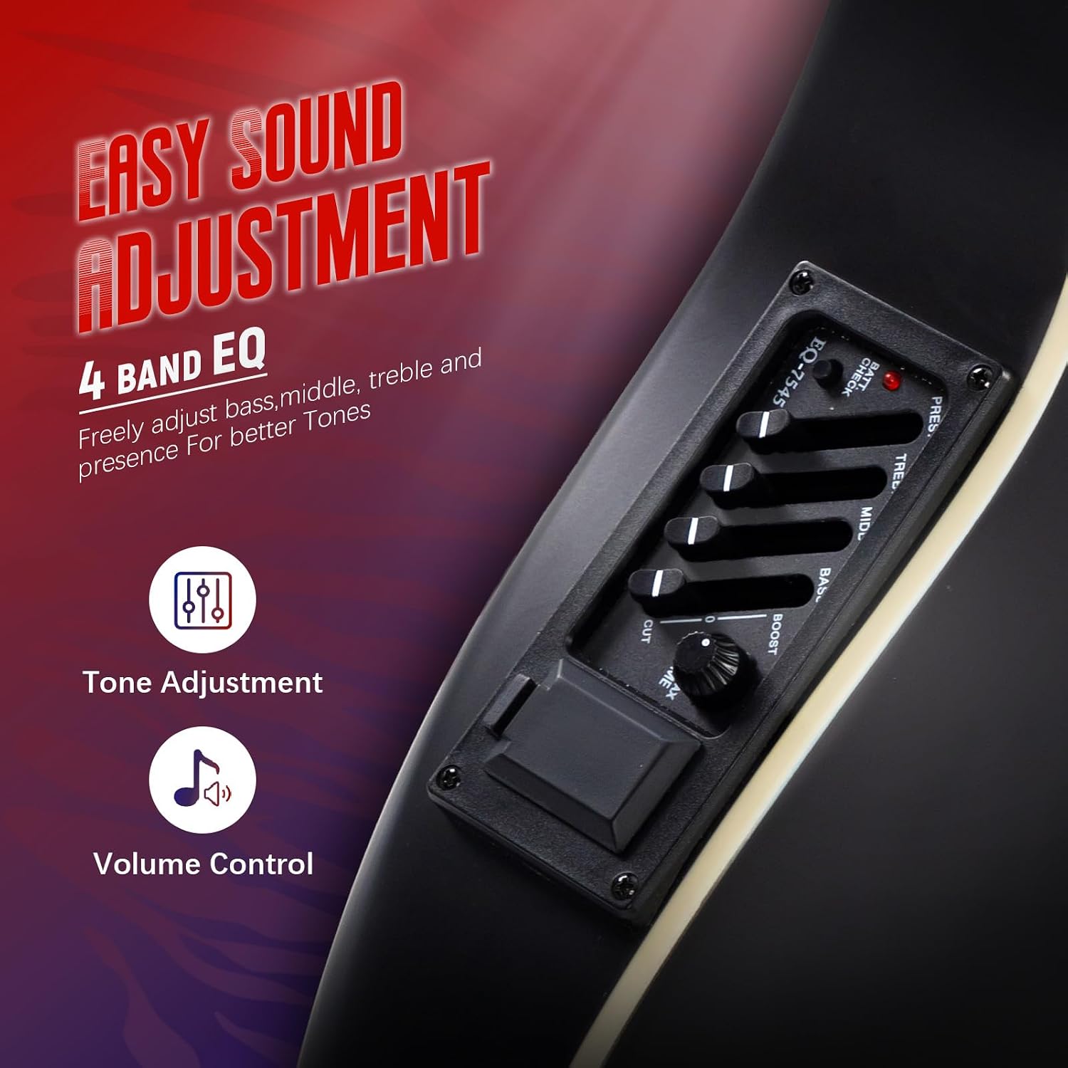 GLARRY 41in Acoustic Electric Guitar, Unique Round-back Design, 6 String Cutaway Guitar Beginner Kit with 15W Amp, EQ, Bag, Strap, Picks, Strings (Black With AMP, Full-Right Handed)