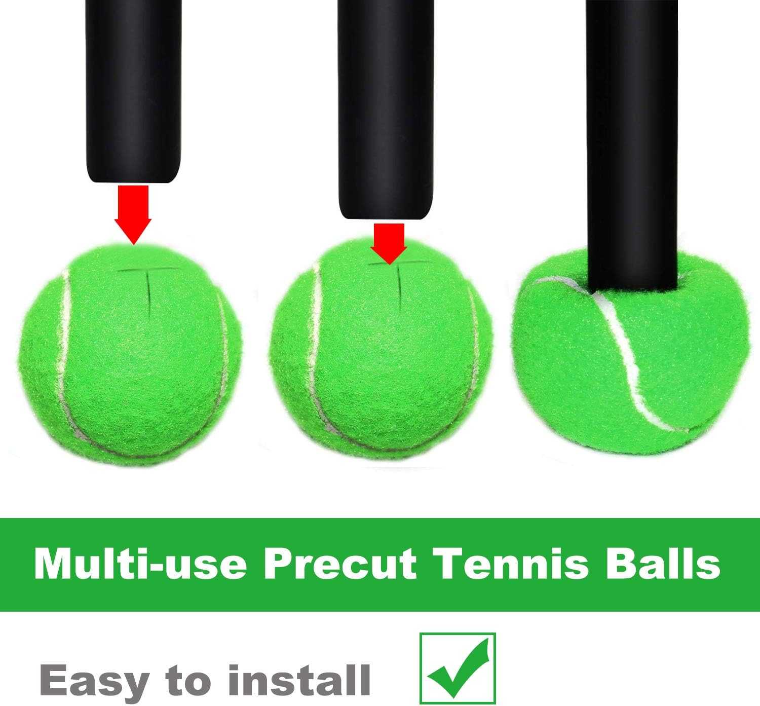URBEST Walker Tennis Balls 4pcs Precut Heavy Duty Tennis Balls for Walkers
