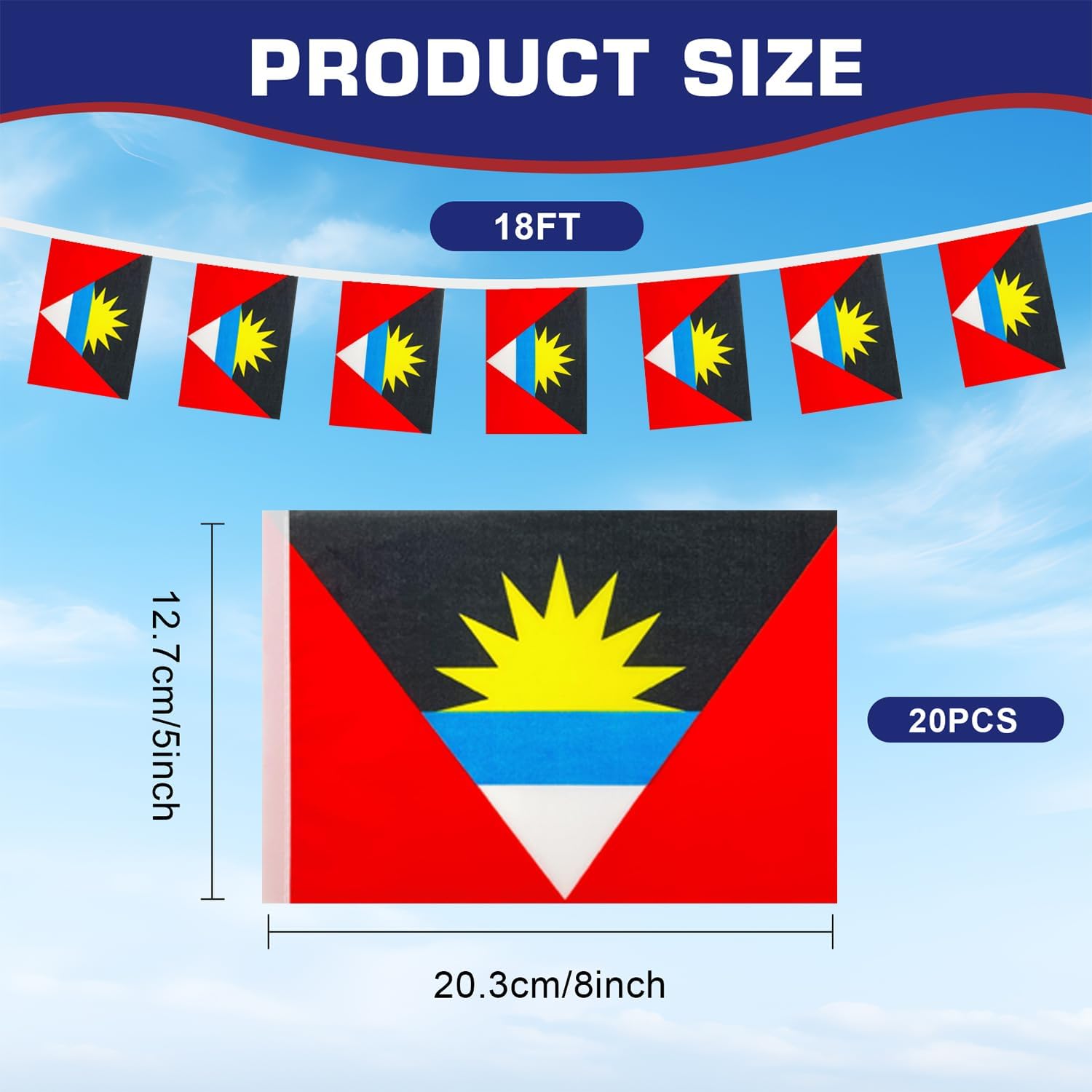 Nicaragua String Flags Banner Mini Small Nicaraguans Flag Bunting Patriotic Hanging Decor,National Holiday, Sports Game, Fiesta & Themed Party,18 Feet 20 Flags