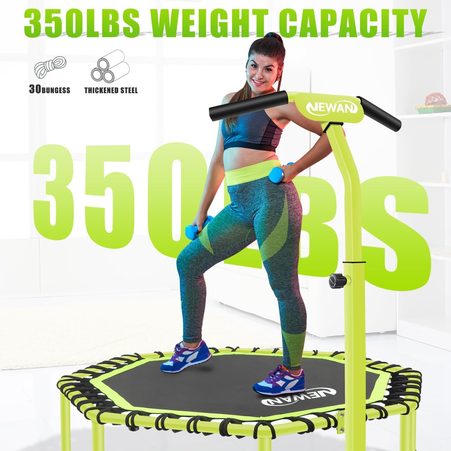 Newan 48" Fitness Trampoline with Adjustable Handle Bar